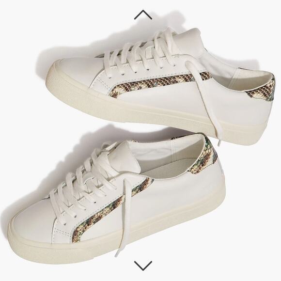 MADEWELL Sidewalk Low-Top Sneakers Snake Embossed Leather SZ 6.5 - Picture 1 of 8